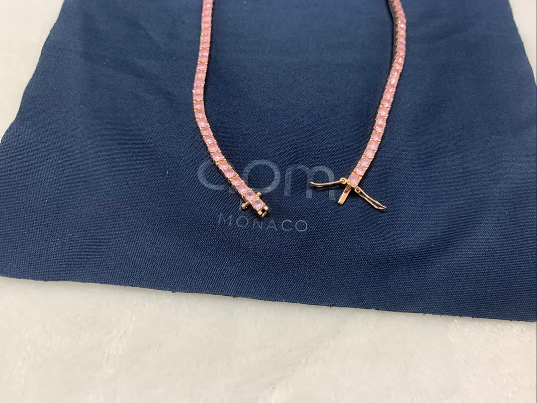 APM Monaco Pink Diamond Tennis Necklace